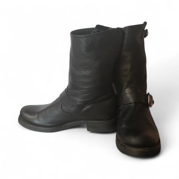 Frye Veronica Short Riding Boots Black Leather Moto Engineer Women's Size 8 B - Picture 4 of 9